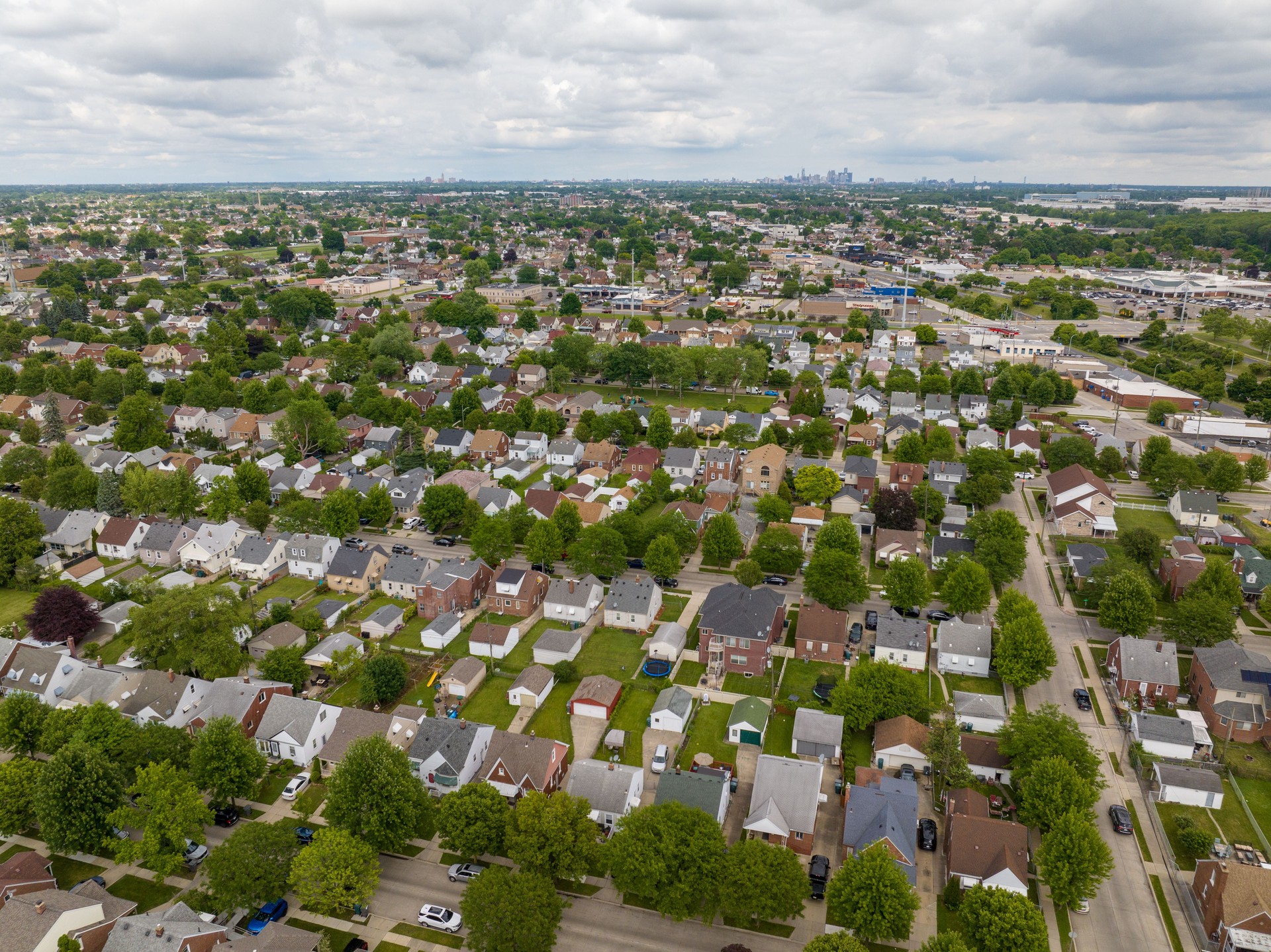 Aerial view of Dearborn, Michigan residential district